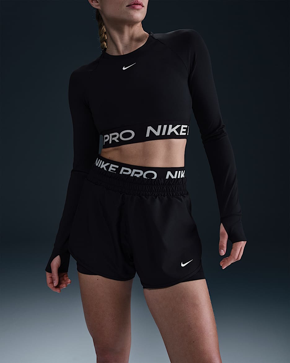 Nike Pro Women s Dri FIT 2 in 1 Shorts Black Polyester